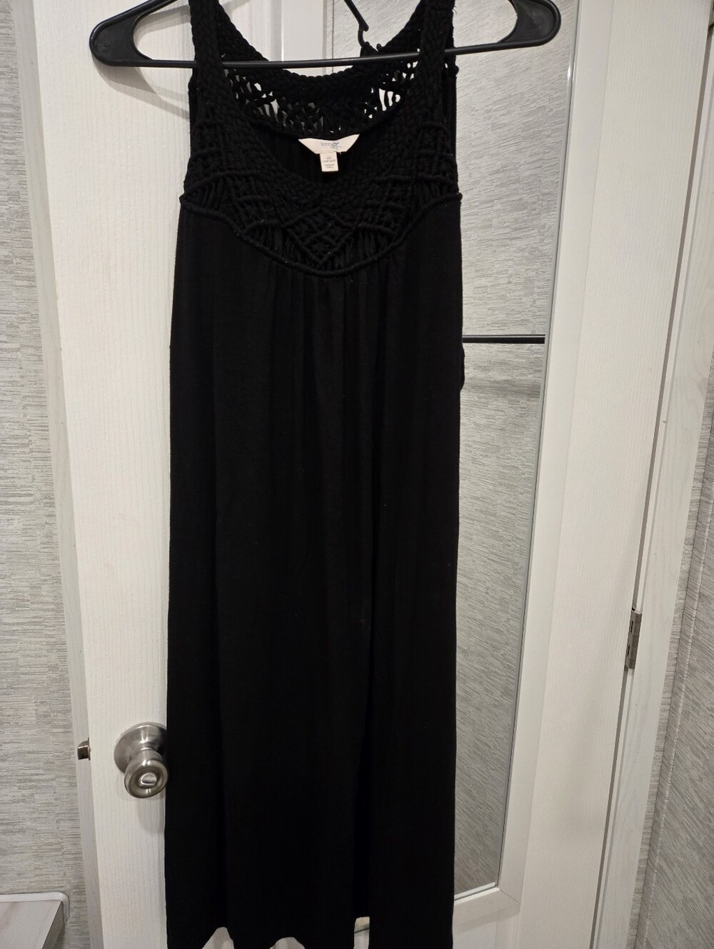 Terra & Sky Black Crochet Yoke Maxi Dress